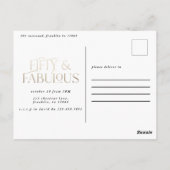 Goud paarse glitter 50 en fabuleus verjaardagsfees briefkaart (Achterkant)