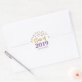 Goud Paarse Glitter Confetti Afstuderen 2019 Ronde Sticker (Envelop)