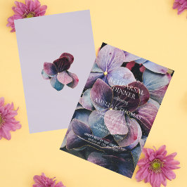 Goud Paarse Hydrangeas bruiloft repetitie diner Kaart