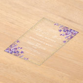 Goud Paarse Lavendel Nuestra Boda Spaans Bruiloft Acryl Uitnodigingen (Laagn)