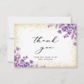 Goud Paarse Lavendel Vrijgezellenfeest Dank u Kaart (Voorkant)