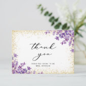 Goud Paarse Lavendel Vrijgezellenfeest Dank u Kaart (Staand voorkant)