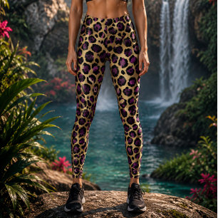 Goud & Paarse Luipaardprint Leggings