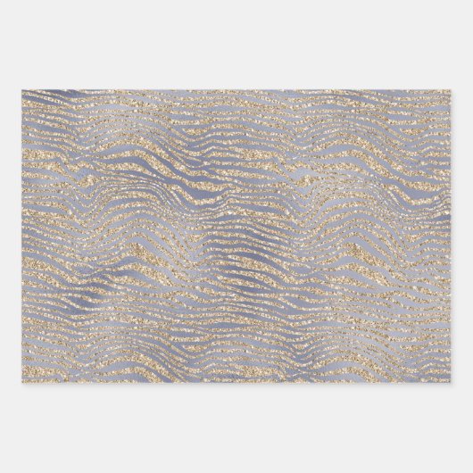 Goud Paarse Luxe Glitter Zebra Inpakpapier Vel (Voorkant)