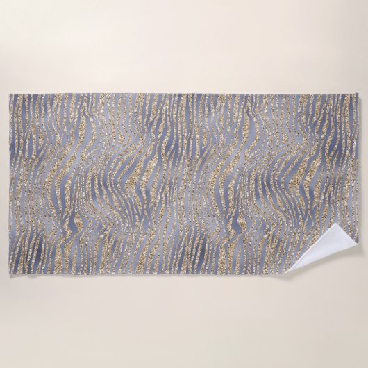 Goud Paarse Luxe Glitter Zebra Strandlaken (Voorkant)