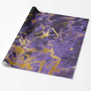 Goud Paarse Marmer Vloeibare Metallic Folie Cadeaupapier