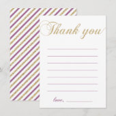 Goud & Paarse | Modern Girl Party Dank je Bedankkaart (Voorkant / Achterkant)