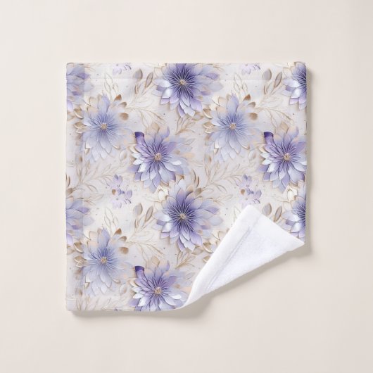 Goud Paarse Parel Witte Bloemen Bad Handdoek (Wasdoekje)