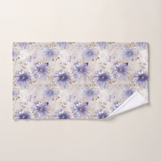  Goud Paarse Parel Witte Bloemen Bad Handdoek (Handdoek)