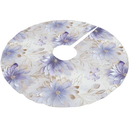  Goud Paarse Parel Witte Bloemen Kerstboom Rok (Gekanteld)