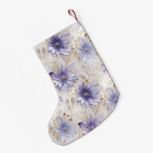  Goud Paarse Parel Witte Bloemen Kleine Kerstsok (Achterkant (Hangend))