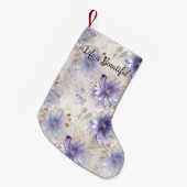  Goud Paarse Parel Witte Bloemen Kleine Kerstsok (Voorkant (Hangend))