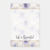 Goud Paarse Parel Witte Bloemen Post-it® Notes (Voorkant)