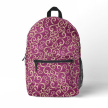 Goud & Paarse Roze Damastpatroon Schattige Monogra