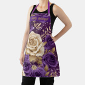 Goud & Paarse Rozen "Happy Holiday's!!!" Floral Schort (Insitu)