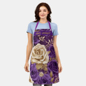 Goud & Paarse Rozen "Happy Holiday's!!!" Floral Schort (Gedragen)