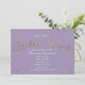 Goud & Paarse Sering Moderne Glam Bruiloftsshowers Kaart (Staand voorkant)