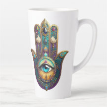 Goud Paarse Teal Hamsa met Turquoise Derde Oog