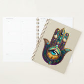 Goud Paarse Teal Hamsa met Turquoise Derde Oog Planner (Display)