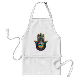 Goud Paarse Teal Hamsa met Turquoise Derde Oog Standaard Schort