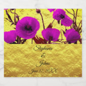 Goud Paarse Trouwbloemen Waterverf Bloemen Koel Sparkling Wijnetiket (Enkel label)