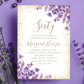 Goud Paarse Violet Lavendel 60ste Verjaardag Kaart