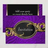 Goud Paarse Zebra All Occasion Feest Kaart (Voorkant / Achterkant)