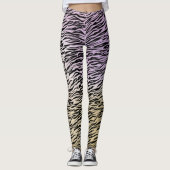 Goud Paarse Zwart Zebra Print Waterverf Ombre Leggings (Voorkant)