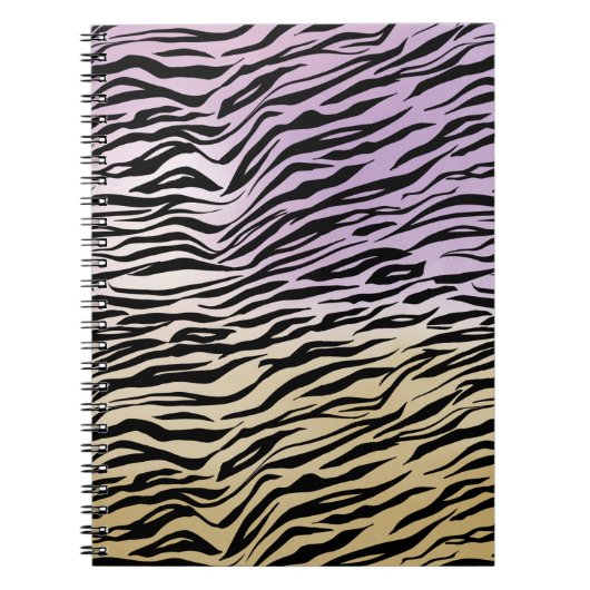 Goud Paarse Zwart Zebra Print Waterverf Ombre Notitieboek (Voorkant)