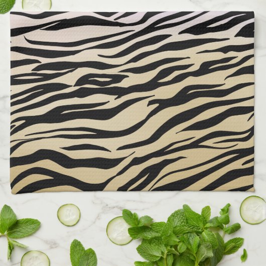 Goud Paarse Zwart Zebra Print Waterverf Ombre Theedoek (Gevouwen)
