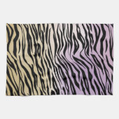 Goud Paarse Zwart Zebra Print Waterverf Ombre Theedoek (Horizontaal)