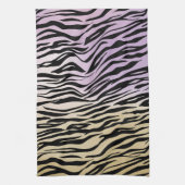 Goud Paarse Zwart Zebra Print Waterverf Ombre Theedoek (Verticaal)