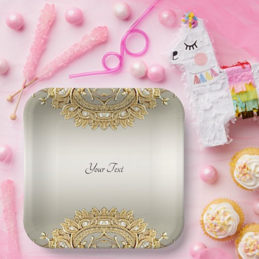 Goud  papier Bord (Feest)