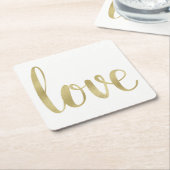 Goud papier, onderzetters, liefde, bladlettertype kartonnen onderzetters (Schuin)