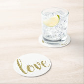 Goud papier, onderzetters, liefde, glitter lettert ronde kartonnen onderzetter (Insitu)