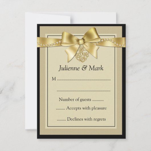 Goud parellint op zwarte RSVP (Voorkant)