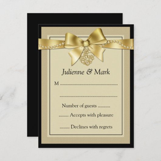Goud parellint op zwarte RSVP (Voorkant / Achterkant)