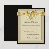Goud parellint op zwarte RSVP Kaartje (Voorkant / Achterkant)