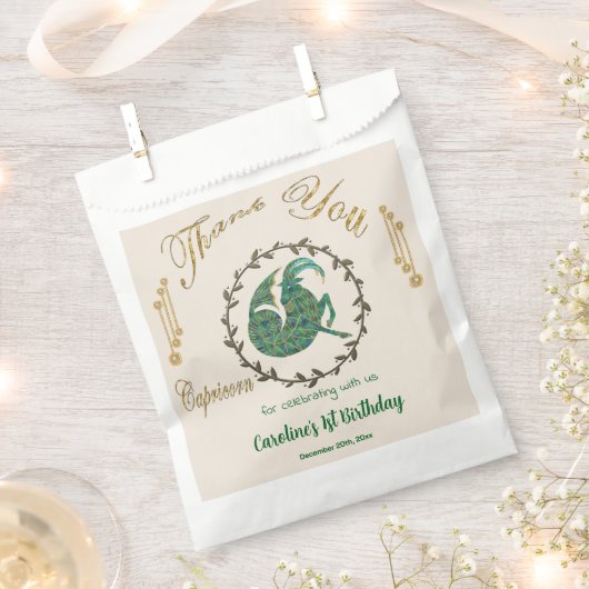 Goud & Parels Steenbok 1e Verjaardag Bedankt Bedankzakje (Geknipt)