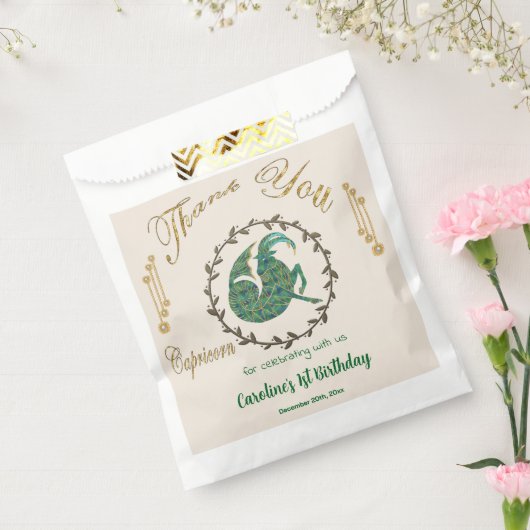 Goud & Parels Steenbok 1e Verjaardag Bedankt Bedankzakje (Gezegeld)