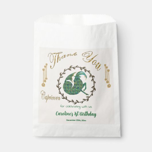 Goud & Parels Steenbok 1e Verjaardag Bedankt Bedankzakje (Voorkant)