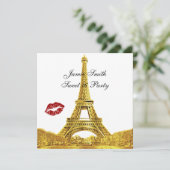 Goud Parijs Frankrijk skyline kus #2 Sweet 16 SQ Kaart (Staand voorkant)