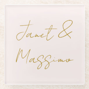 Goud & Pastel Kleur Calligrafie Elegante Gewone Na Glazen Onderzetter