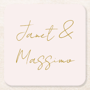 Goud & Pastel Kleur Calligrafie Elegante Gewone Na Kartonnen Onderzetters