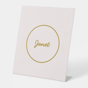 Goud & Pastel Kleur Calligrafie Elegante Gewone Na Reclamebord Met Voetstuk