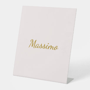 Goud & Pastel Kleur Calligrafie Elegante Gewone Na Reclamebord Met Voetstuk