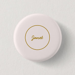 Goud & Pastel Kleur Calligrafie Elegante Gewone Na Ronde Button 3,2 Cm