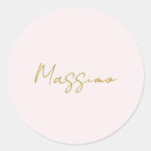 Goud & Pastel Kleur Calligrafie Elegante Gewone Na Ronde Sticker