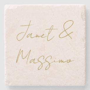 Goud & Pastel Kleur Calligrafie Elegante Gewone Na Stenen Onderzetter