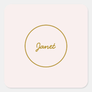 Goud & Pastel Kleur Calligrafie Elegante Gewone Na Vierkante Sticker